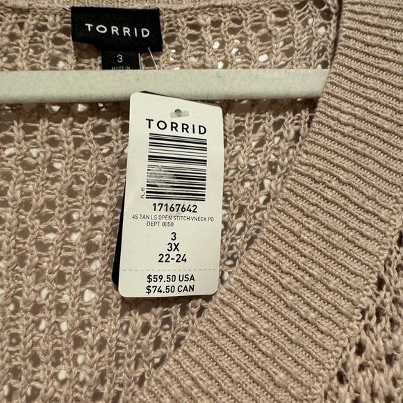 Torrid Beige Open Knit Sweater NEW Plus Size 3X - Picture 4 of 7